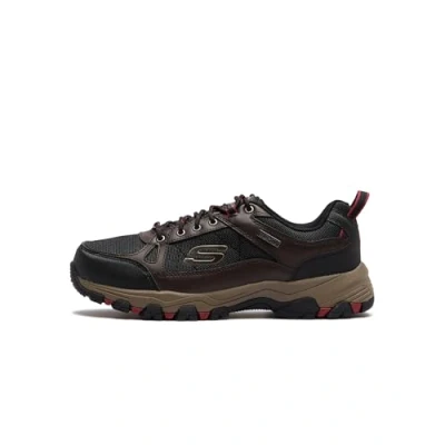 Afbeelding van Skechers Wandelschoen Selmen Cormack heren Sneaker , Chocolade Zwart Leer W Synthetisch Mesh 42.5 EU