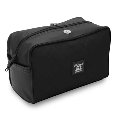 Afbeelding van Haryali London Waterbestendig Lederen Toilettas voor Mannen Grote Reizen Waszak Scheren Dopp Kit Badkamer Gym Toiletartikelen Make up Organizer, Zwart,