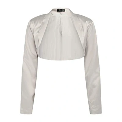 Afbeelding van Bolerose Formeel Lang Mouw Satijn Bolero Shrug (Zilver, L)