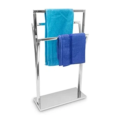 Afbeelding van Relaxdays handdoekenrek rvs look 3 stangen handdoekenhouder handdoekrek zilver