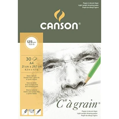 Afbeelding van CANSON &quot;C&quot; à grain blok 30 vellen schetspapier fijne korrel A4 125 g/m² natuurlijk wit