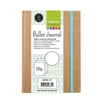 Afbeelding van Vaessen Creative BuJo 200306 101 Bullet Journal, notitieboek planner met 120 gestippelde pagina&#039;s, lijnen, puntraster, bruin, A5