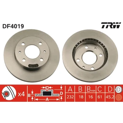 Afbeelding van Trw Remschijf DF4019