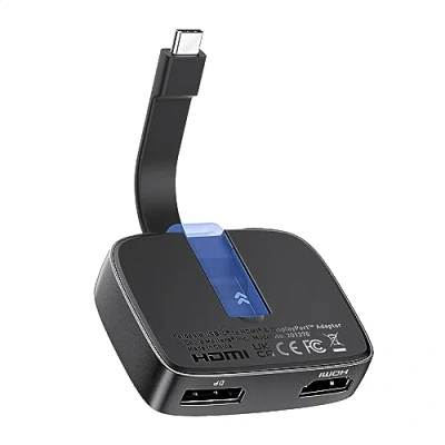 Afbeelding van Cable Matters Draagbare 8K of Dual 4K 60Hz USB C naar HDMI en DisplayPort Adapter Thunderbolt 4 Compatibel voor DELL XPS, Surface Pro, MacBook (macOS ondersteunt slechts één uitgebreid
