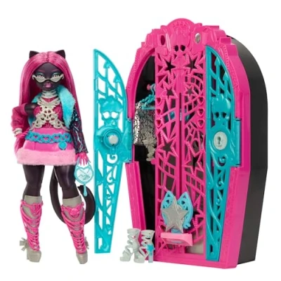 Afbeelding van Monster High Skulltimate Secrets Pop en Accessoires Set, Hauntlywoodmysteries Catty Noir met Onthulkast meer dan 19 Glamoureuze verrassingen, zoals Poppenkleren, JBG82
