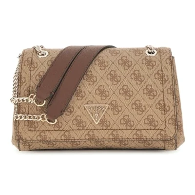 Afbeelding van GUESS Schoudertas Noelle II Convertible Xbody Flap Bag Latte Logo / Brown Lichtbruin