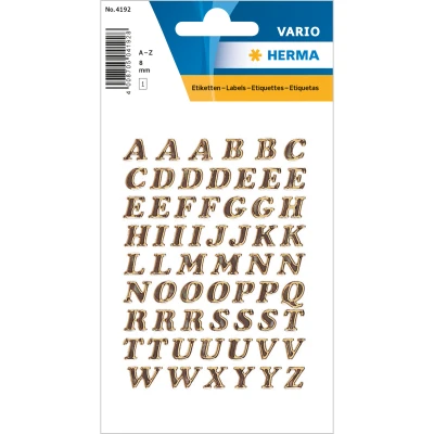 Afbeelding van 10x Herma Letters 8 mm A Z folie goud glitter 1 vel