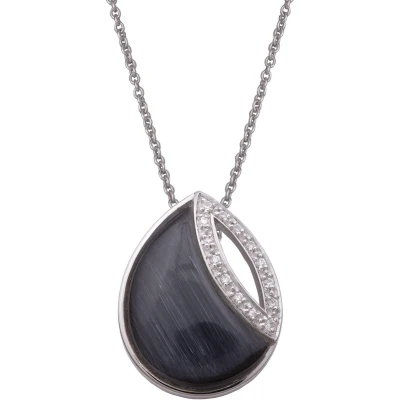 Afbeelding van Orphelia Hanger + Ketting Black Cateye Zirconium ZH 4546