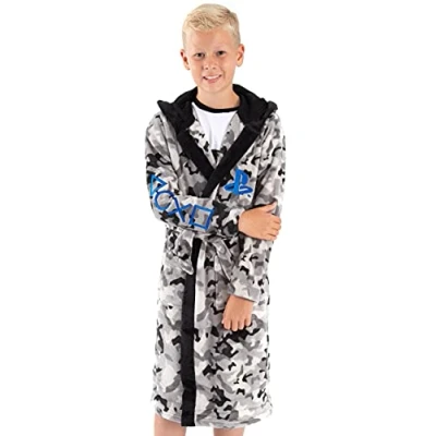 Afbeelding van PlayStation Dressing Gown Jongens Kids Game Pocket Bathrobe 9 10 jaar