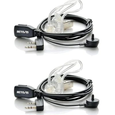 Afbeelding van Retevis Walkie Talkie Oortje 2 pins Portofoon Headset compatibel met RT24 RT24V RT27 Baofeng BF 88E UV 5R 888S Tyhbelle Kenwood (2 stuks)