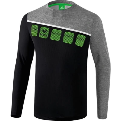 Afbeelding van Erima 5 C longsleeve zwart/grey melange/wit