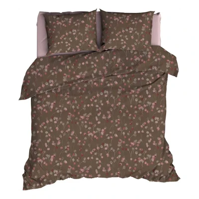 Afbeelding van Dekbedovertrek Satin d&#039;or Muriel Taupe/Rose Satijn 200 x / 220 cm 2 Persoons