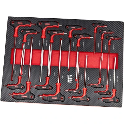 Afbeelding van HBM 16 Delige T Grepenset in Carbon Foam inlay voor Gereedschapswagen