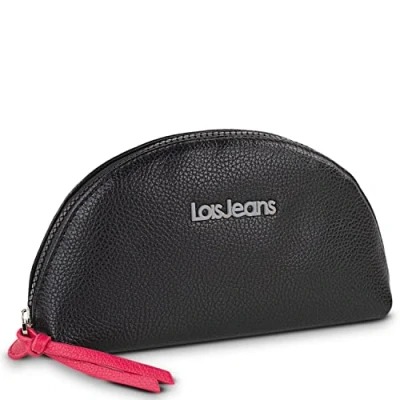 Afbeelding van Lois Womens drager van resistent en licht materiaal. Make up Case Ritssluiting. Plumier Reiscomplement. Half Moon Merk. Toilettas, Zwart