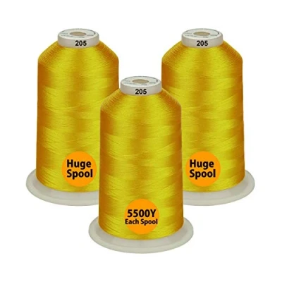 Afbeelding van Simthread Polyester borduurmachine voor alle doeleinden draad enorme spoel 5000M 5500Y het naaien van borduurmachines 3 geel