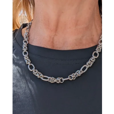 Afbeelding van Ketting zilver mixed schakels