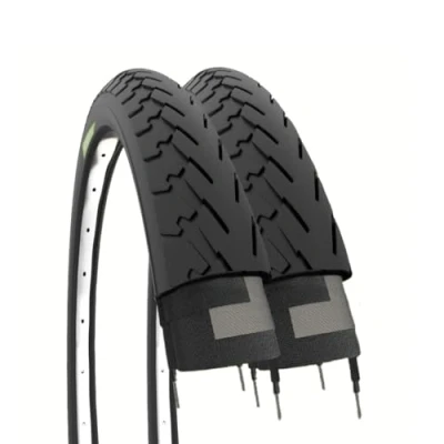 Afbeelding van Ecovelo 2 banden 700 x 35 28 1 5/8 3/8 (37 622) 35C zwart voor stadsfiets, straat, trekking, zwarte rubberen straatbanden
