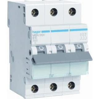 Afbeelding van Hager installatieautomaat 3p 6ka b karakteristiek 10a 3 modulen mbn310e