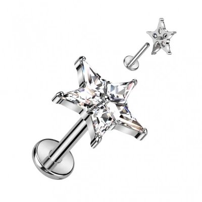 Afbeelding van Piercing top ster wit 1.2x8