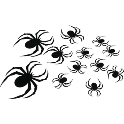 Afbeelding van Fiestas Guirca PVC silhouette spinnen 12 stuks Halloween Decoratie Versiering