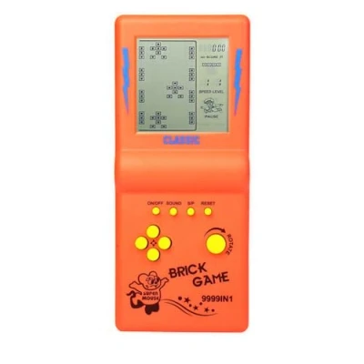 Afbeelding van 3,5 inch groot scherm baksteen gameconsole bouwsteen spel race/pantserspel ingebouwde 23 klassieke games nostalgische puzzel (oranje)