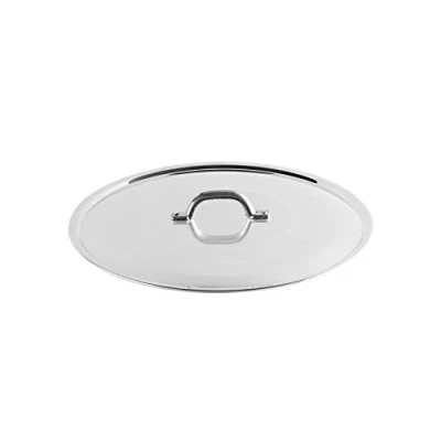 Afbeelding van Pentole Agnelli FAMA2926 plat deksel met handvat, rand en brug, zwaar type in BLTF aluminium, gepolijst zilver, 26 cm