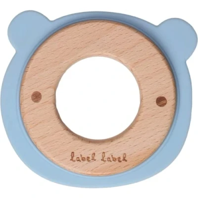 Afbeelding van Label Beer Blauw Hout &amp; Silicone Bijtring LLST 15058