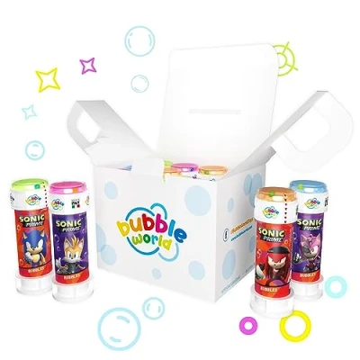 Afbeelding van Dulcop Bubble World 103013110008 Sonic Party Pack Verschillende afbeeldingen zeepbellen, kleur tube, wit,