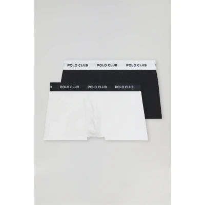 Afbeelding van Polo Club Heren Pack Met Twee Boxershorts In Zwart En Wit Logo S