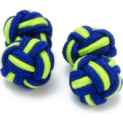 Afbeelding van Manchetknopen Zijden Knoop met Groen en Blauw