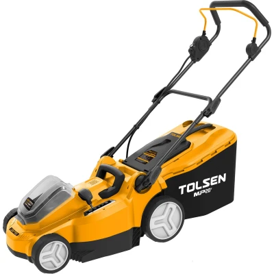 Afbeelding van Tolsen Grasmaaier op accu 20V Li ion 700W Maaibreedte: 370 mm Maaioppervlakte: 350 400 m2 6 Maaihoogte instellingen: 25 75 Opvangbak: 40 liter Losse body (geleverd zonder en lader)