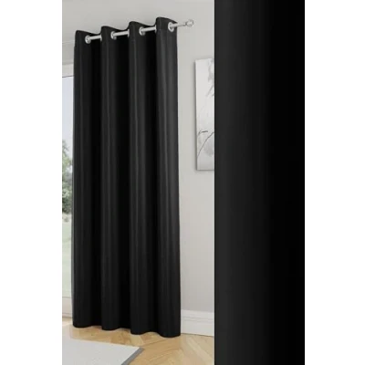 Afbeelding van Enhanced Living Nightfall Plain Supersoft Zwart Thermische Blockout Enkele Oogje deurgordijn 66 x 84 inch (168 214 cm) Energiebesparend en ruisonderdrukkend voor woonkamer