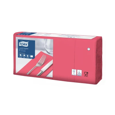 Afbeelding van Tork Lunchservet 33x33cm 2 laags 1/8 vouw Rood 477417