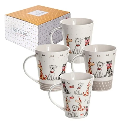 Afbeelding van Koffiemokken met hondenmotieven koffiemok dierdesign cadeau voor hondenbezitters en hondenliefhebbers set van 4