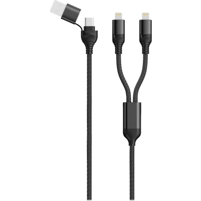 Afbeelding van 2GO USB / Type C Ladekabel DUO Lightning schwarz 120cm