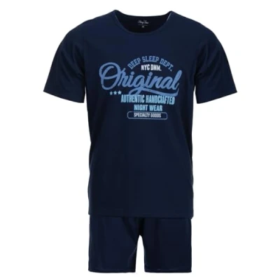Afbeelding van Henry Terre Heren pyjama set 2 delig Shorty Original Authentic Nightwear oversized katoen, grijs, 3XL