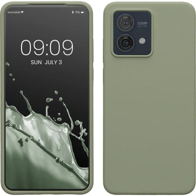 Afbeelding van kwmobile telefoonhoesje geschikt voor Motorola Moto G84 5G Hoesje met siliconen coating Smartphone case in grijsgroen