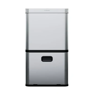 Afbeelding van Klarstein Touchless Vuilnisbak met sensor 56 Liter RVS 3 Bakken Soft close prullenbak LED Roestvrij staal