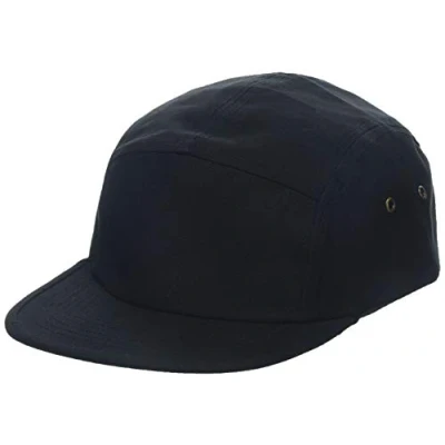 Afbeelding van Beechfield Canvas 5 panel pet Heren/dames drukknopen toevallig hoed Zwart