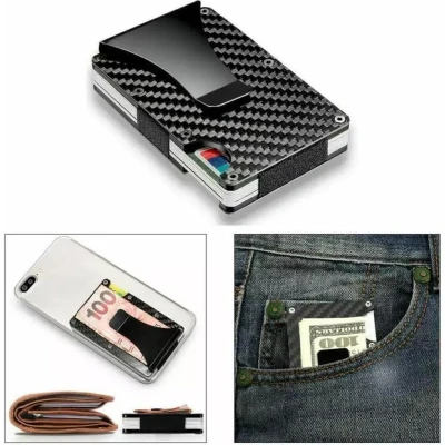 Afbeelding van Pasjeshouder / Kaarthouder carbon met Geldclip en RFID Anti Skim Credit Card Holders
