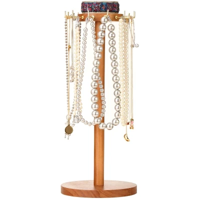 Afbeelding van QIYILE Sieradenstandaard Sieradenorganizer Kettinghouder Houten sieradenhouder Toren Sieradenopslag voor ketting, armband en oorbellen