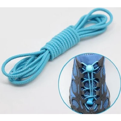 Afbeelding van Lock veters Ronde Elastische Schoenveters Hardlopen Laces Lichtblauw