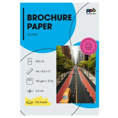 Afbeelding van PPD A4 x 100 vel PREMIUM Inkjet 140 g/m2 Flyerpapier (Brochurepapier) aan beide zijden glanzend en tweezijdig bedrukbaar 72
