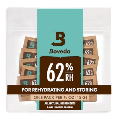 Afbeelding van Boveda voor het bewaren van kruiden 62% RV 2 way vochtregeling Maat 4 beschermt tot 15 gram Voorkom terpeenverlies door drogen en schimmel Hersluitbare zak met 10 stuks