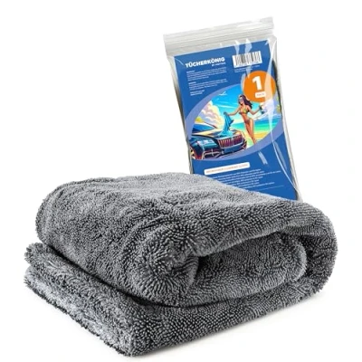Afbeelding van Kemes Microvezeldoeken auto XXL ultra absorberend met 1400 g/m² Heavyweight grijs 40 x cm premium microvezel droogdoek krasvrij 5 voudige absorberende polijstdoek voor onderhoud en