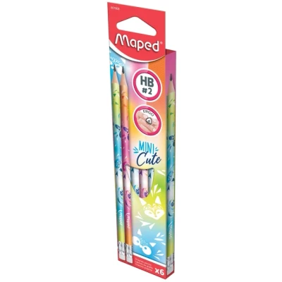Afbeelding van Potlood Maped Mini Cute met gum set á 12 stuks
