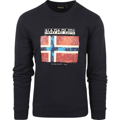 Afbeelding van Napapijri Guiro Sweater Donkerblauw maat M Heren met Regular fit Pasvorm Polyester Suitable Herenkleding