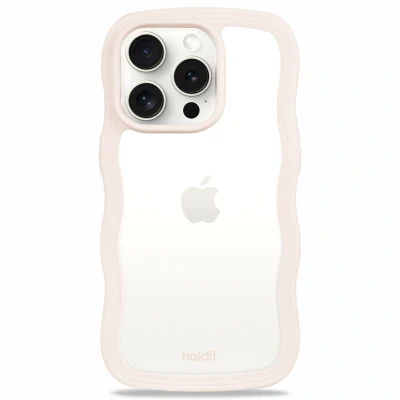 Afbeelding van holdit Wavy Case Light Beige/Transparant iPhone 15 Pro