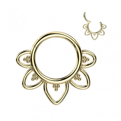 Afbeelding van Piercing clicker Filigree sierlijk titanium 10 mm gold plated