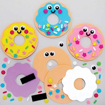 Afbeelding van Baker Ross FE406 Donut Mix &amp; Match Magnetenset Pak van 8, Magneten voor Kinderen, Koelkastmagneet Maak je Eigen Knutselpakket.